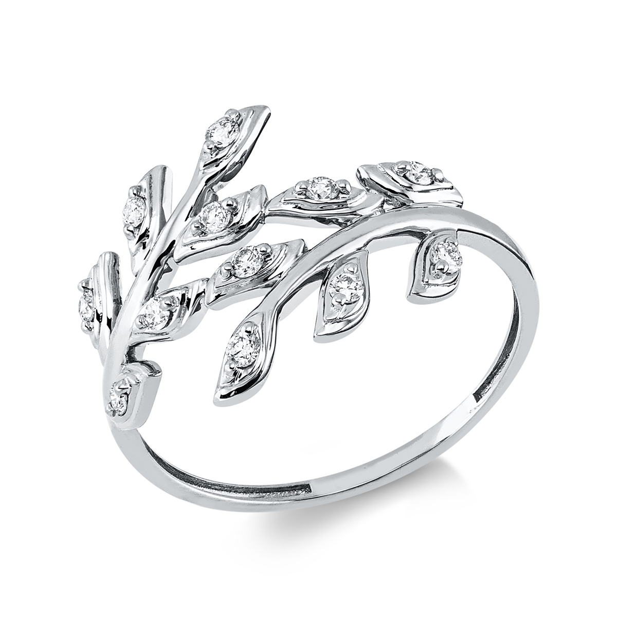 diamond full cut modern woman ring in white gold