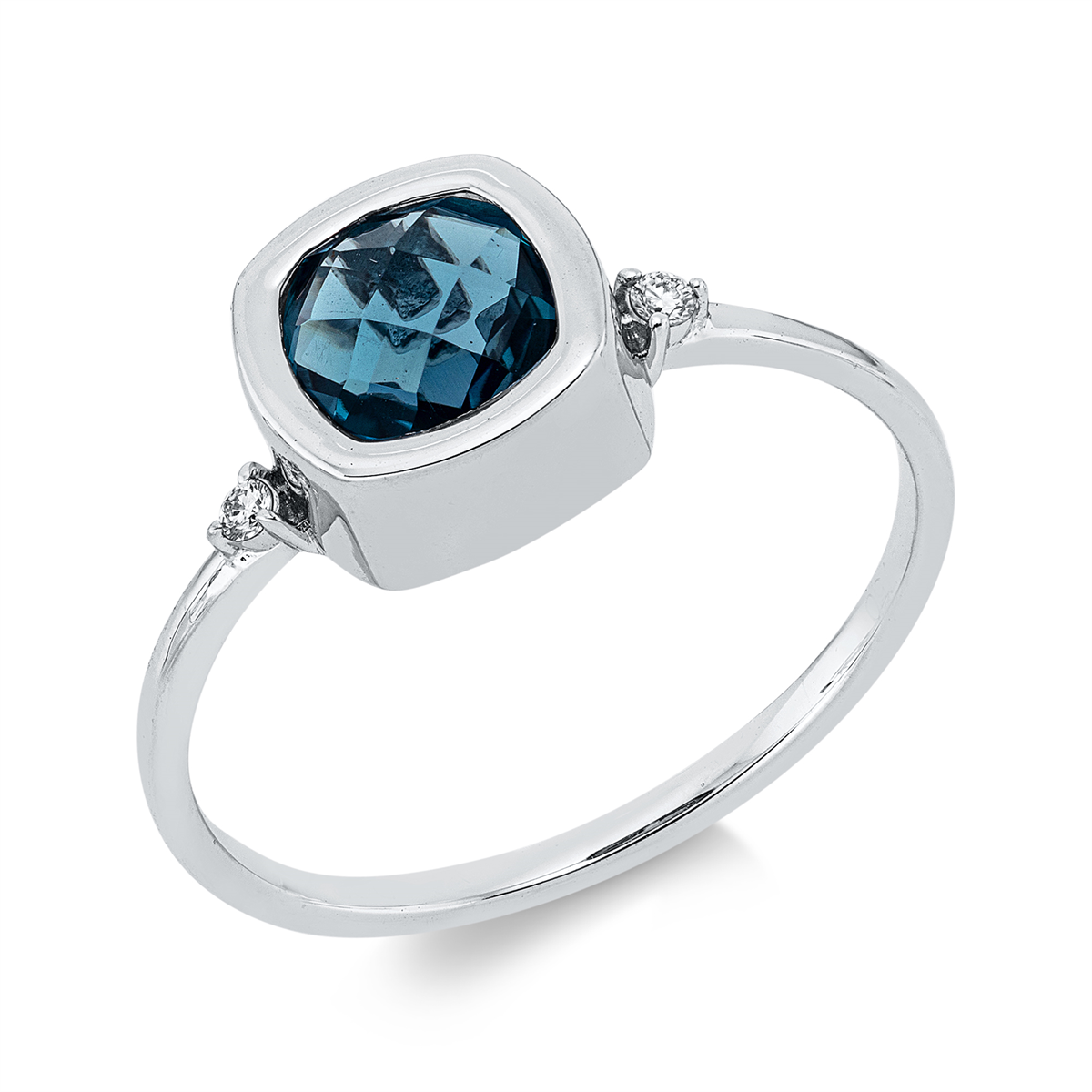 diamond full cut topaz colored stone fashion ring in white gold