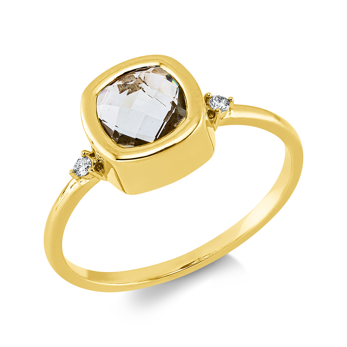 diamond full cut amethyst colored stone fashion ring in yellow gold