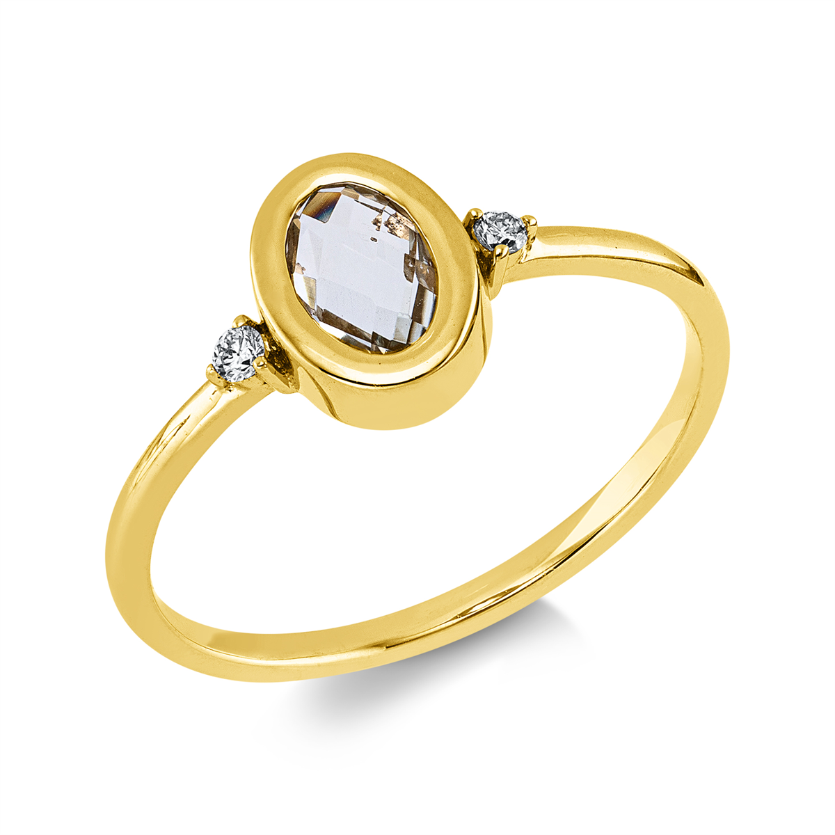 diamond full cut amethyst colored stone fashion ring in yellow gold