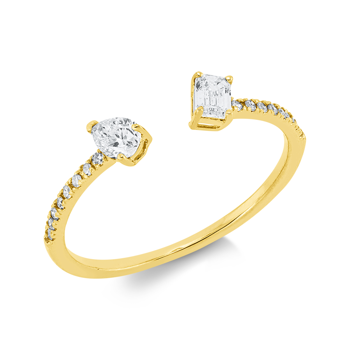 diamond single cut modern woman ring in yellow gold