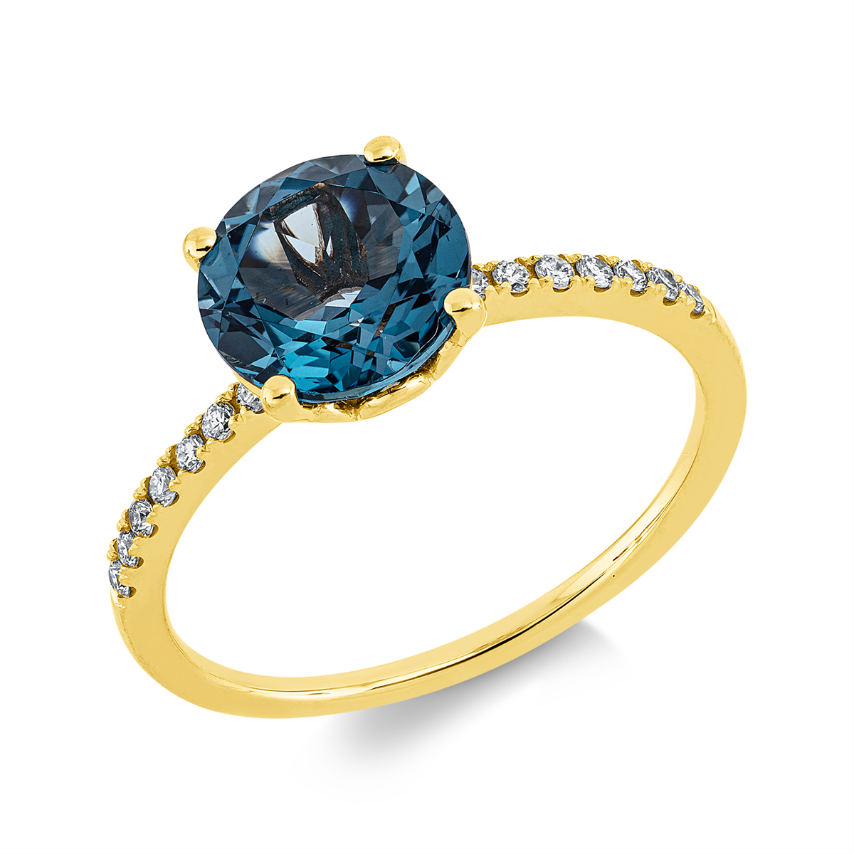 diamond single cut topaz colored stone fashion ring in yellow gold