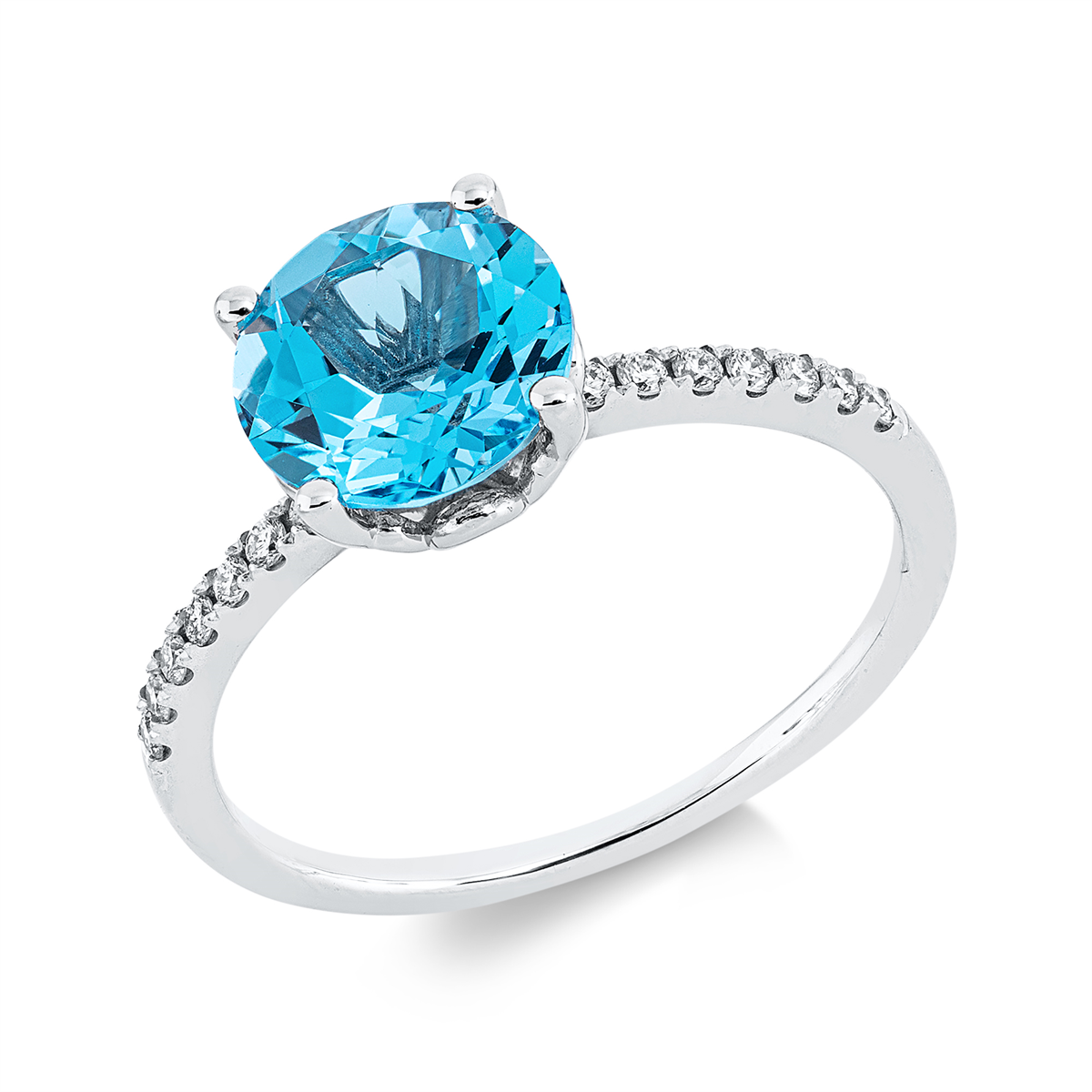 diamond single cut topaz colored stone fashion ring in white gold