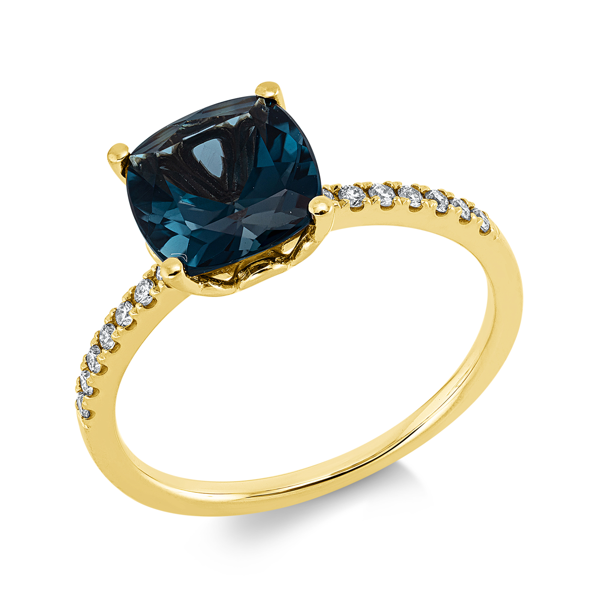 diamond full cut topaz colored stone fashion ring in yellow gold