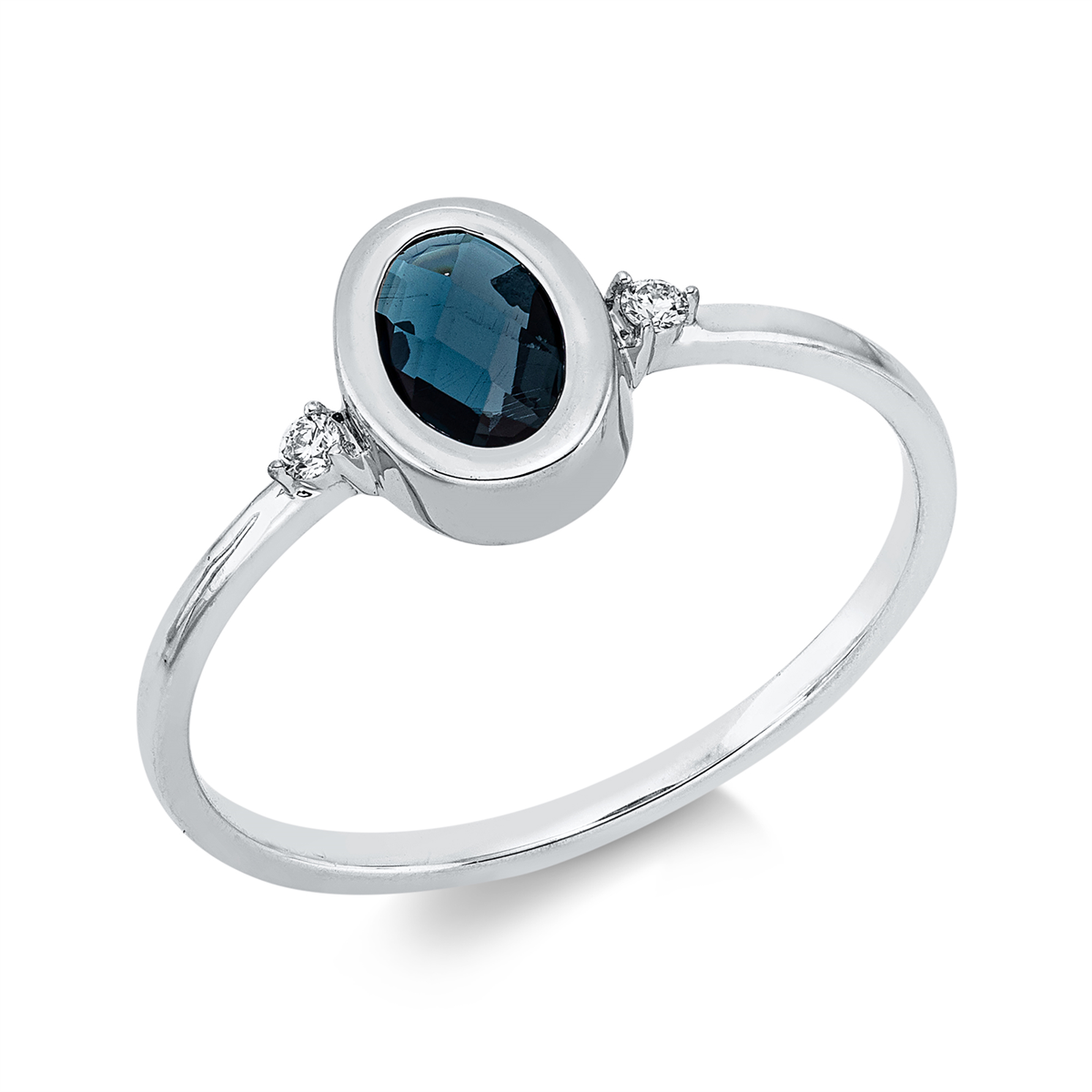 diamond full cut topaz colored stone fashion ring in white gold