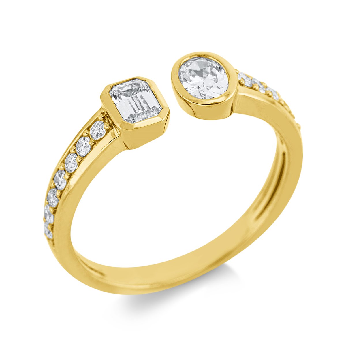 diamond full cut baguette ring in yellow gold