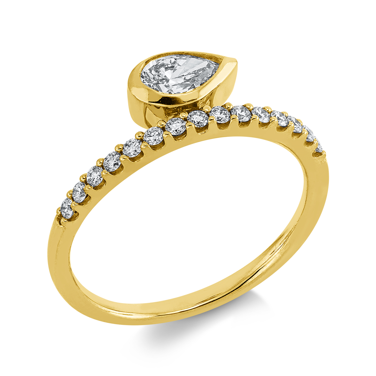 diamond full cut modern woman ring in yellow gold
