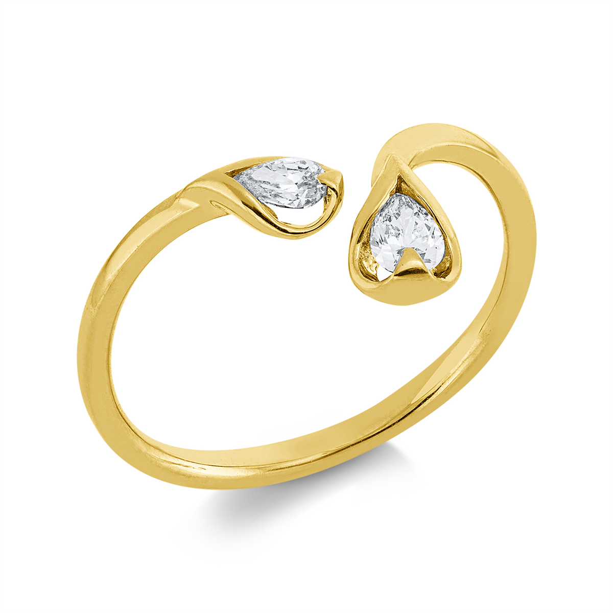 pear shape modern woman ring in yellow gold