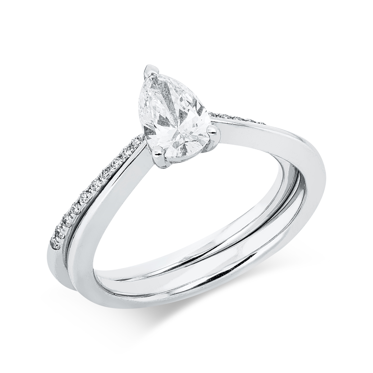 diamond full cut solitaire with accent stones ring in white gold