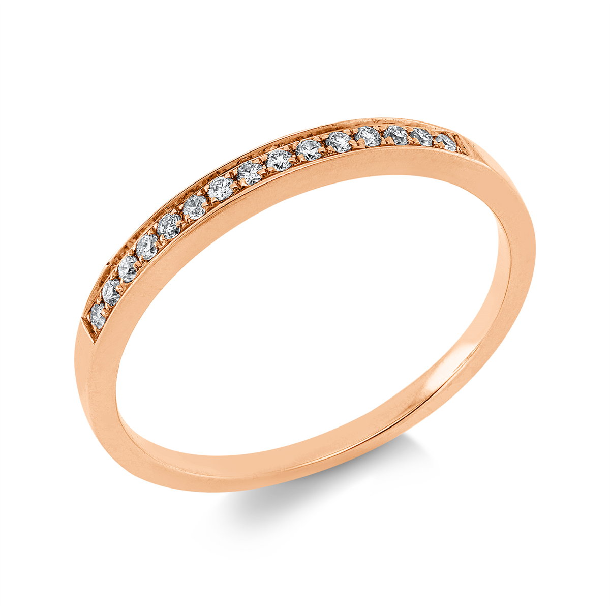 diamond full cut eternity half ring in red gold