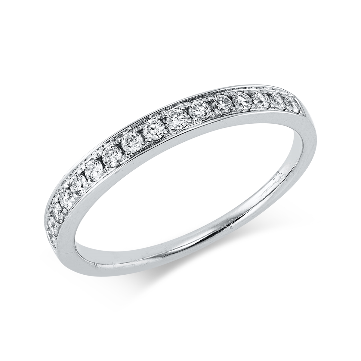 diamond full cut eternity half ring in white gold