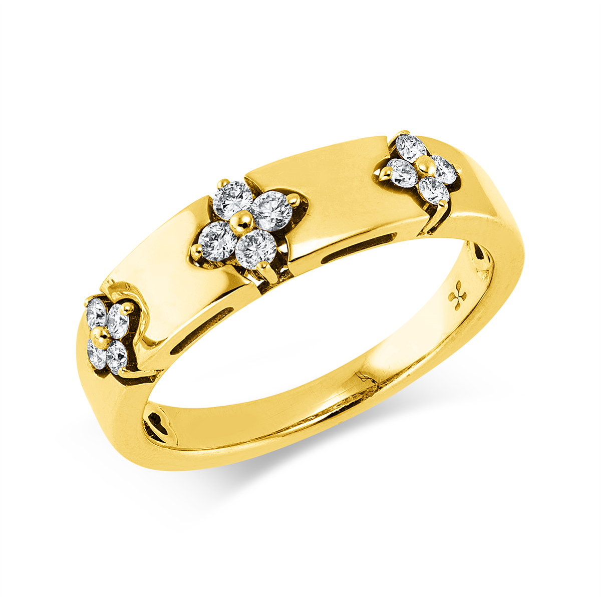 diamond full cut modern woman ring in yellow gold