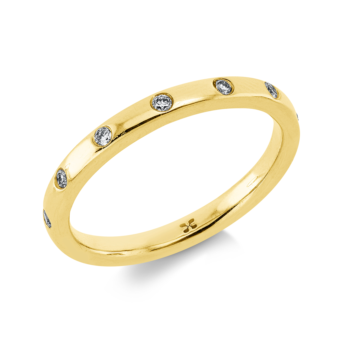 diamond full cut eternity full ring in yellow gold