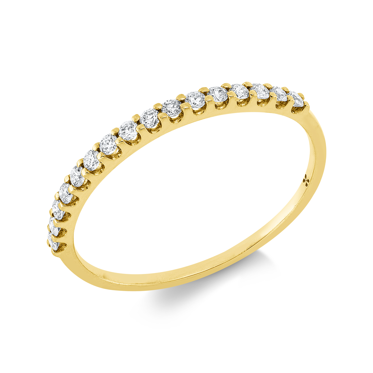 diamond full cut eternity half ring in yellow gold