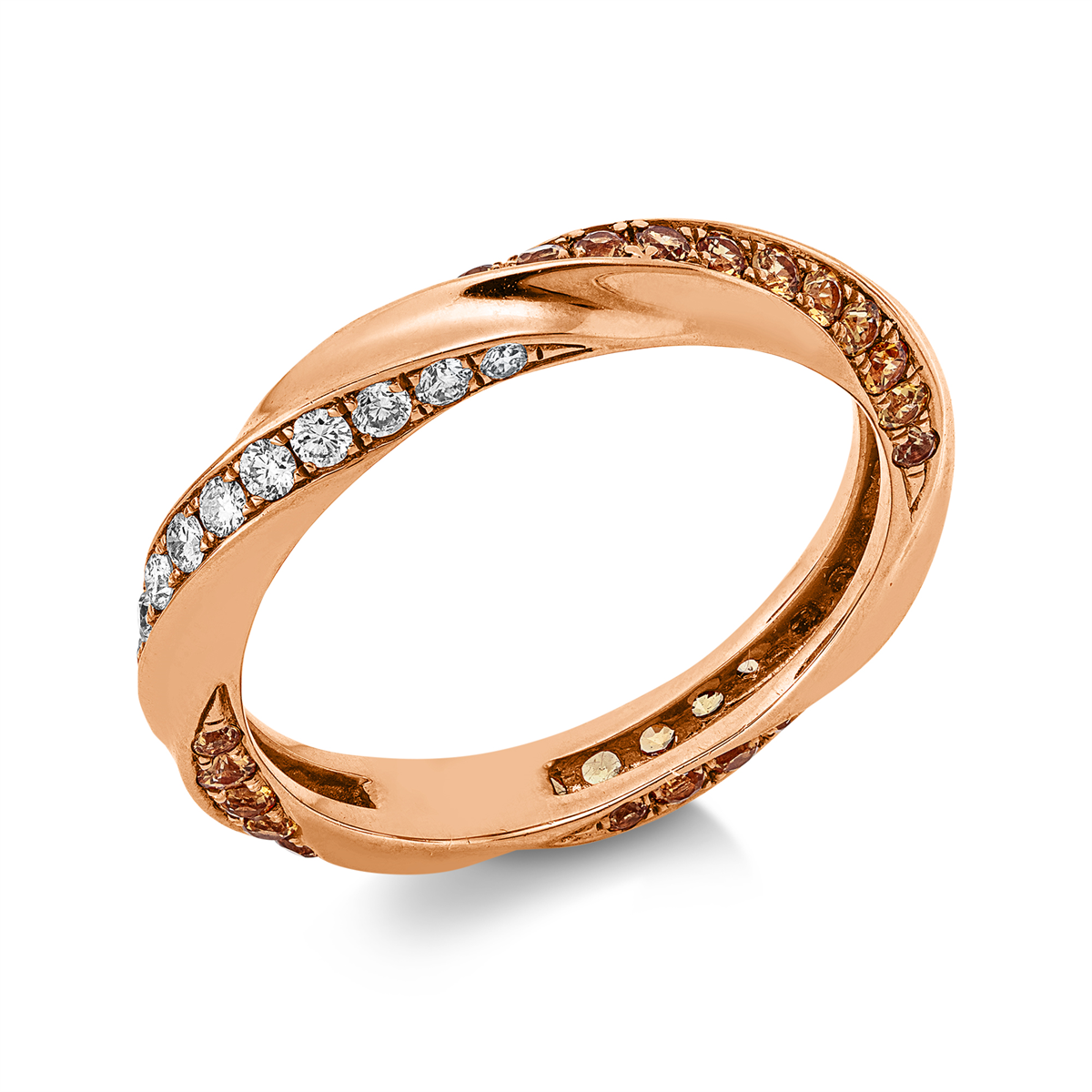 diamond full cut sapphire colored stone classic ring in red gold