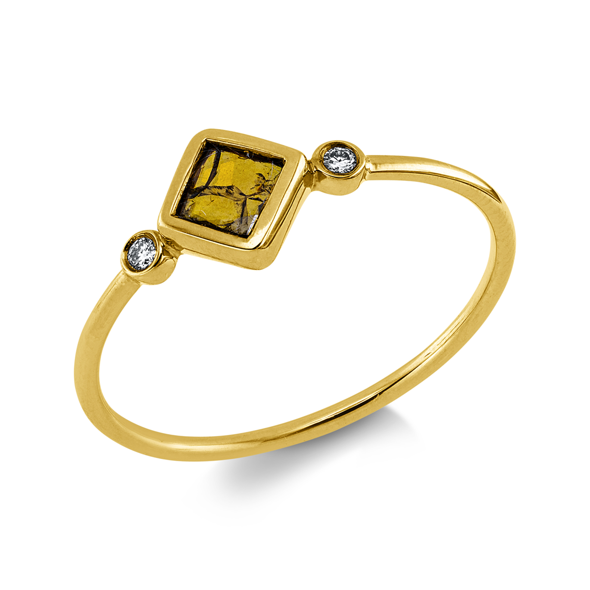 diamond full cut fancy colored diamond ring in yellow gold