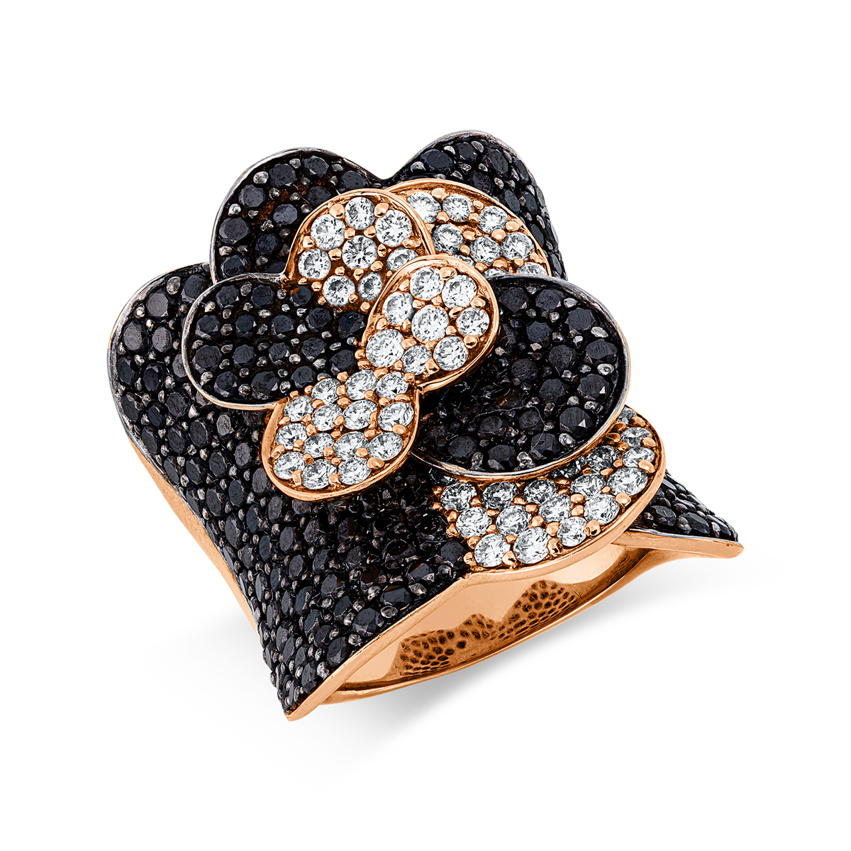 diamond full cut fancy colored diamond ring in red gold