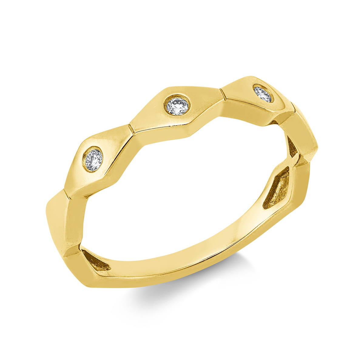 diamond full cut modern woman ring in yellow gold