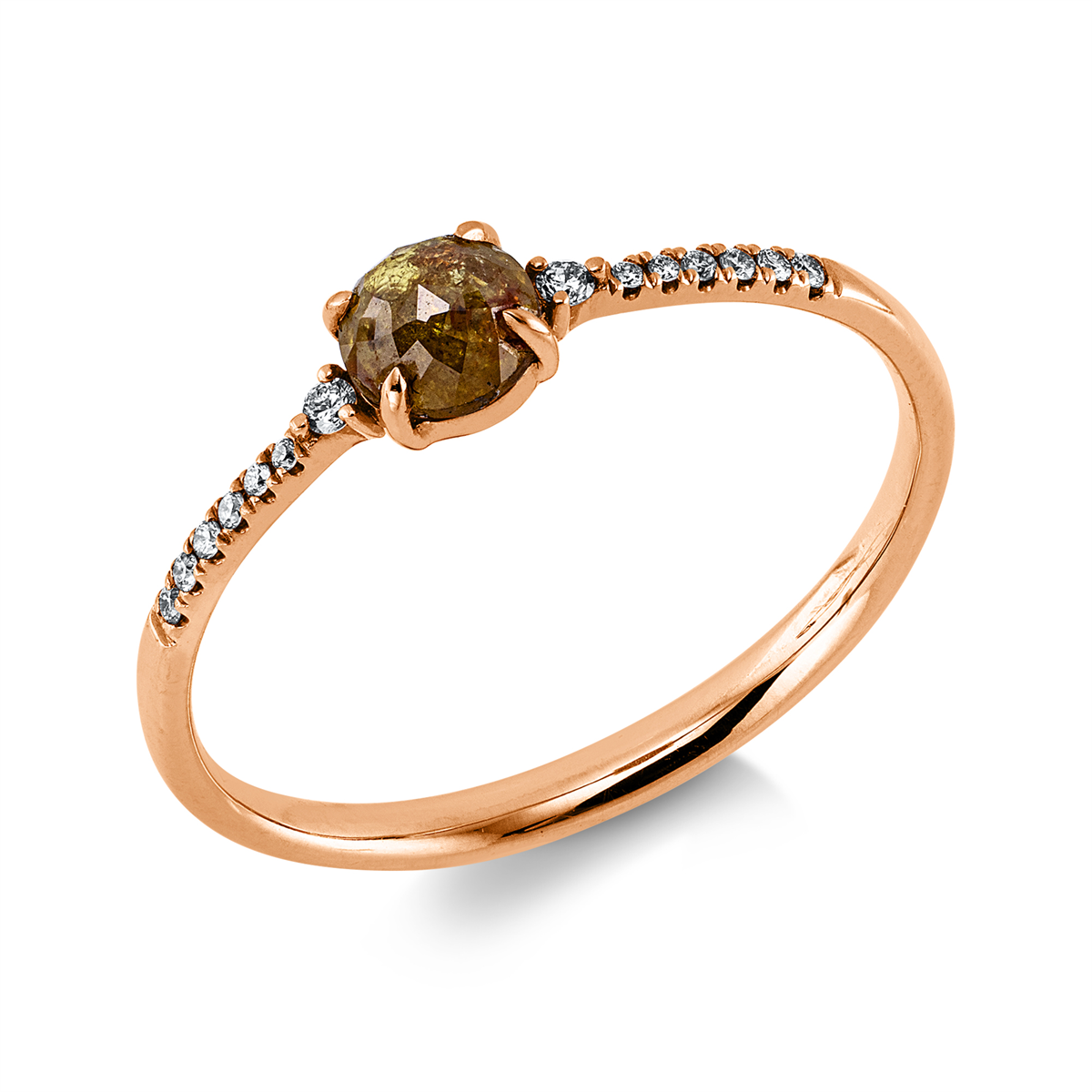 diamond full cut fancy colored diamond ring in red gold