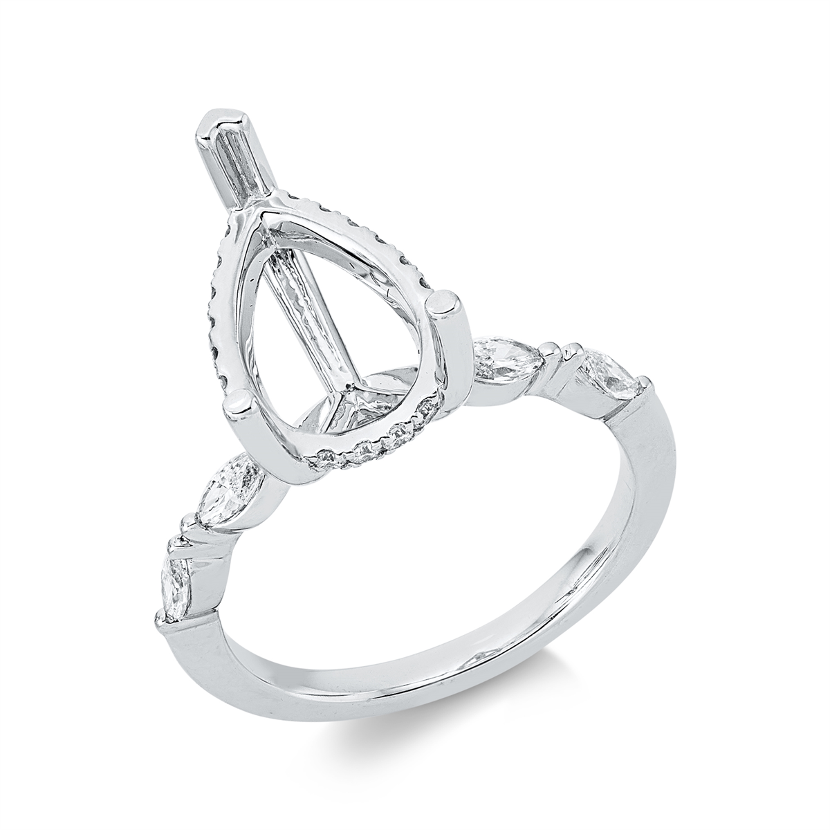 pear shape modern woman ring in white gold