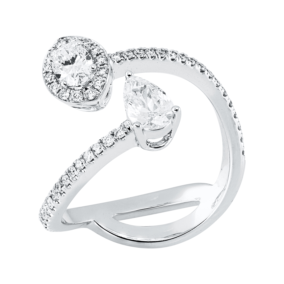 diamond full cut modern woman ring in white gold
