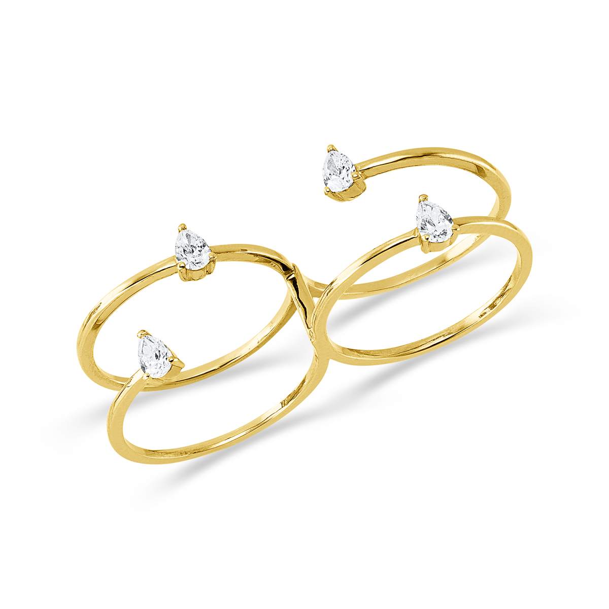 pear shape multi-stone ring in yellow gold