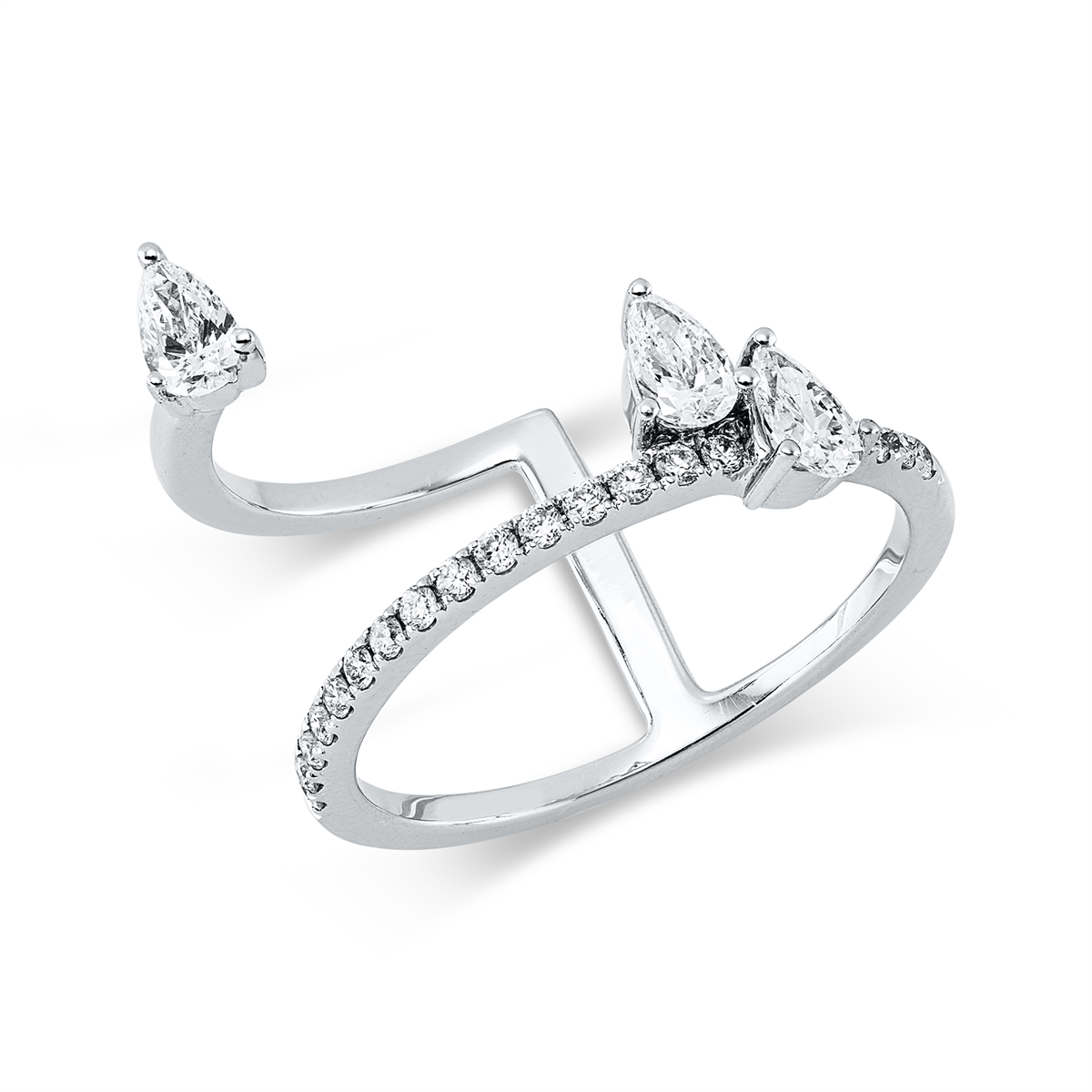 diamond full cut modern woman ring in white gold