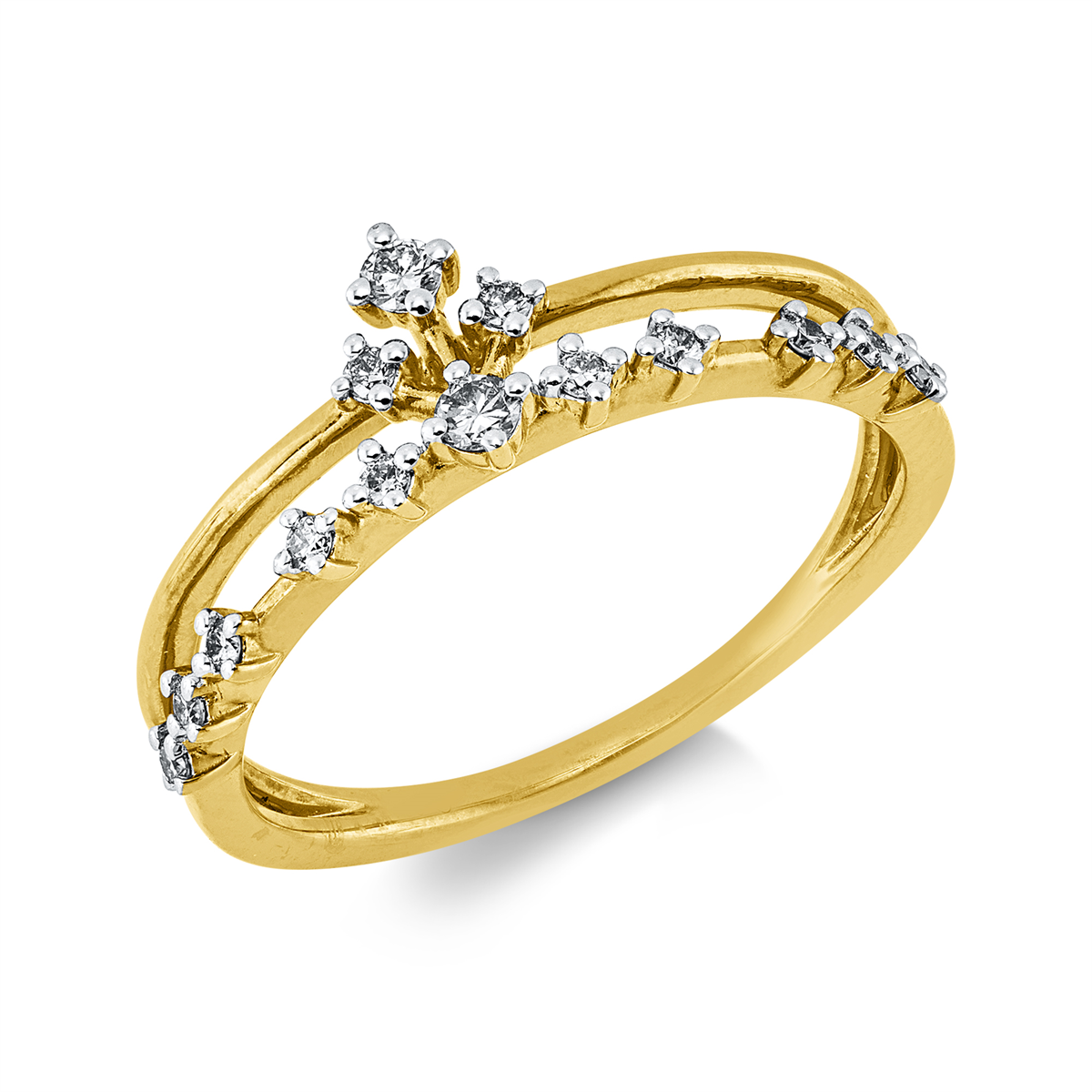 diamond full cut multi-stone ring in yellow gold / white gold