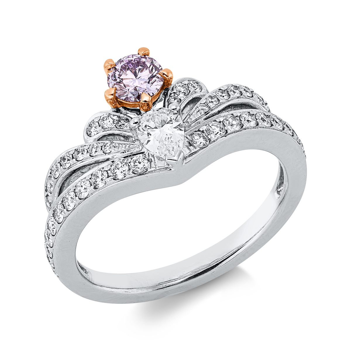 diamond full cut fancy colored diamond ring in white gold