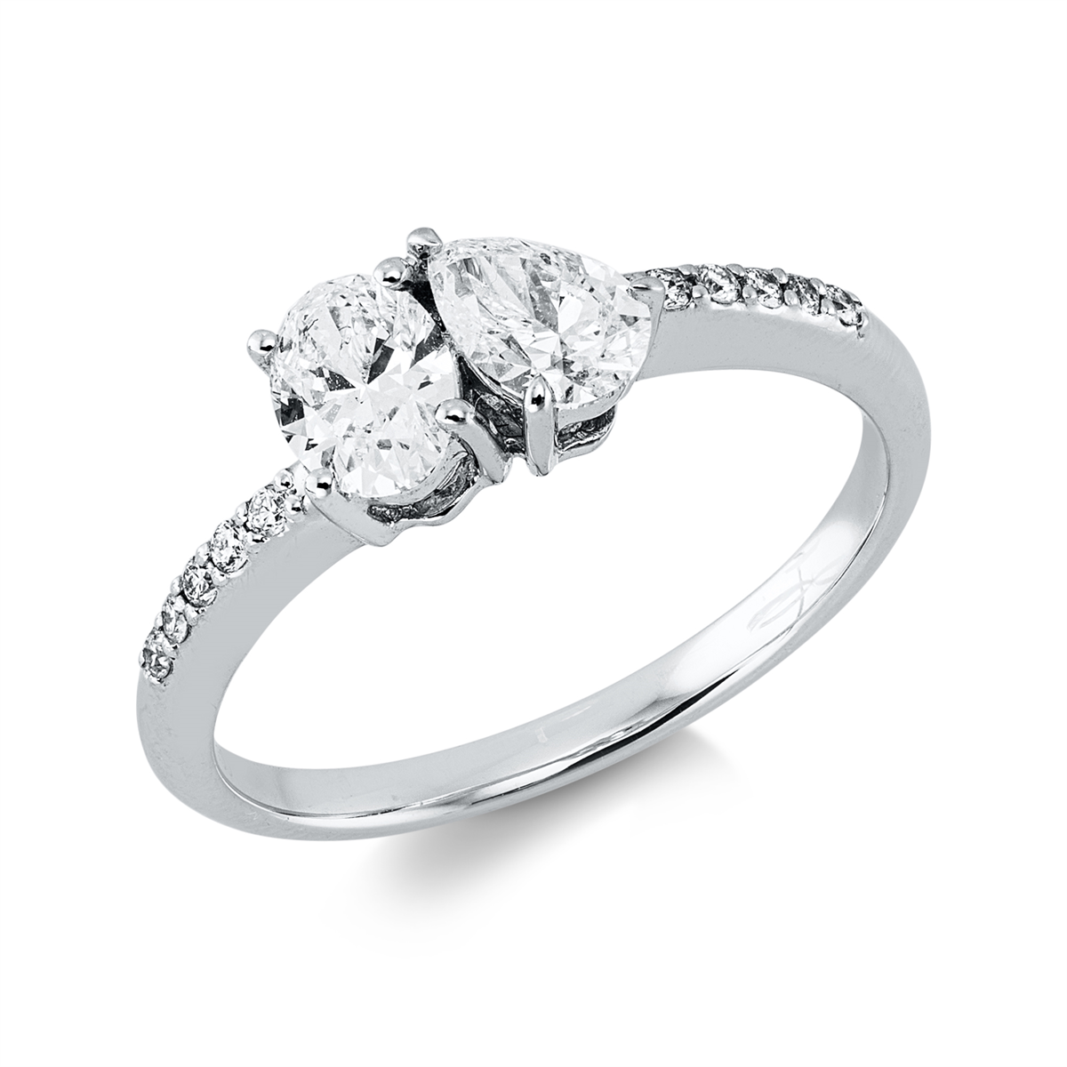 diamond full cut multi-stone ring in white gold