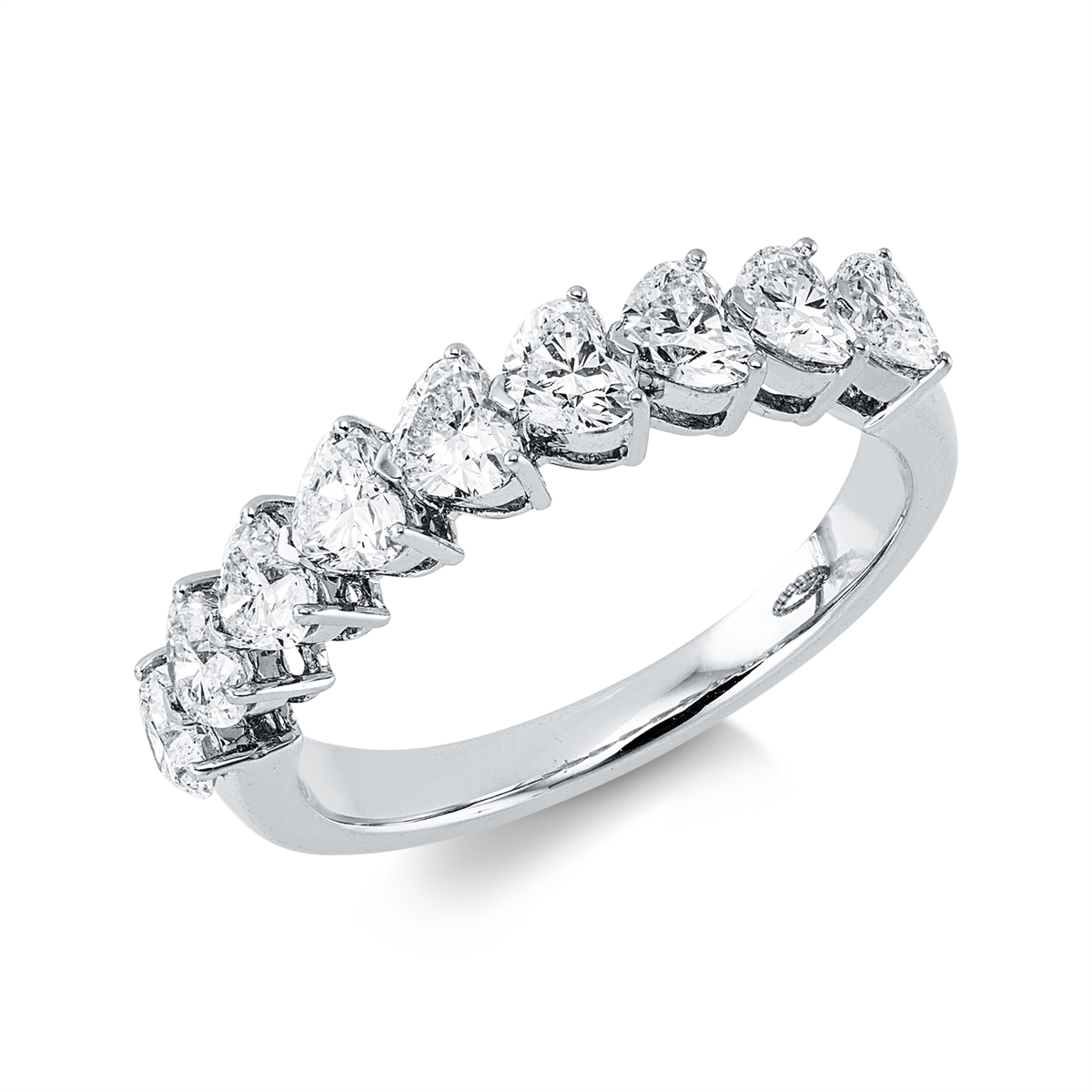 heart shape exclusive ring in white gold