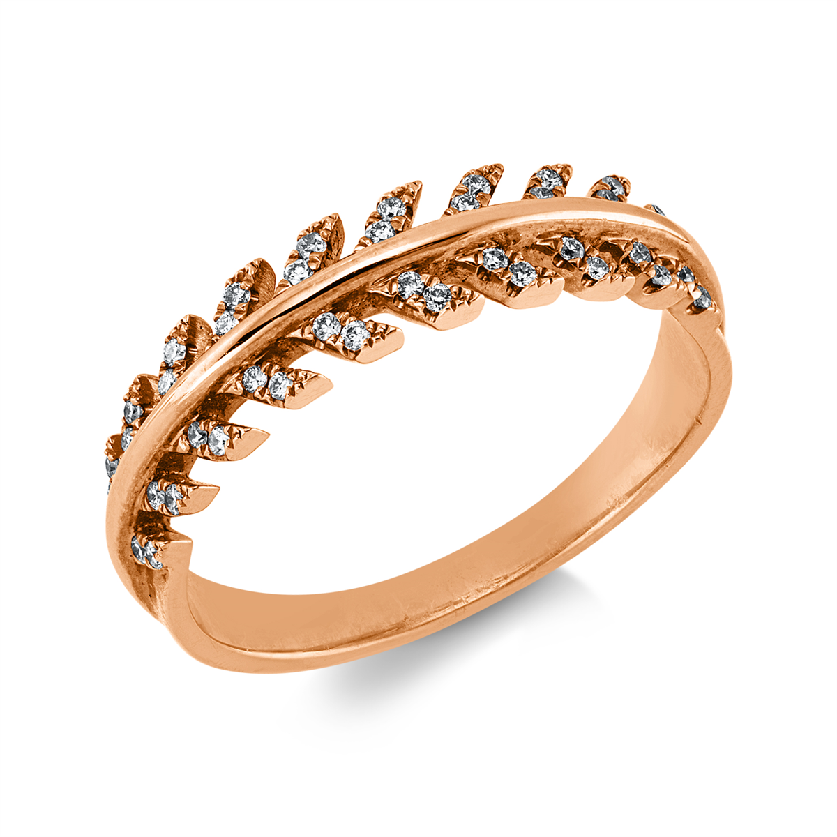 diamond full cut modern woman ring in red gold