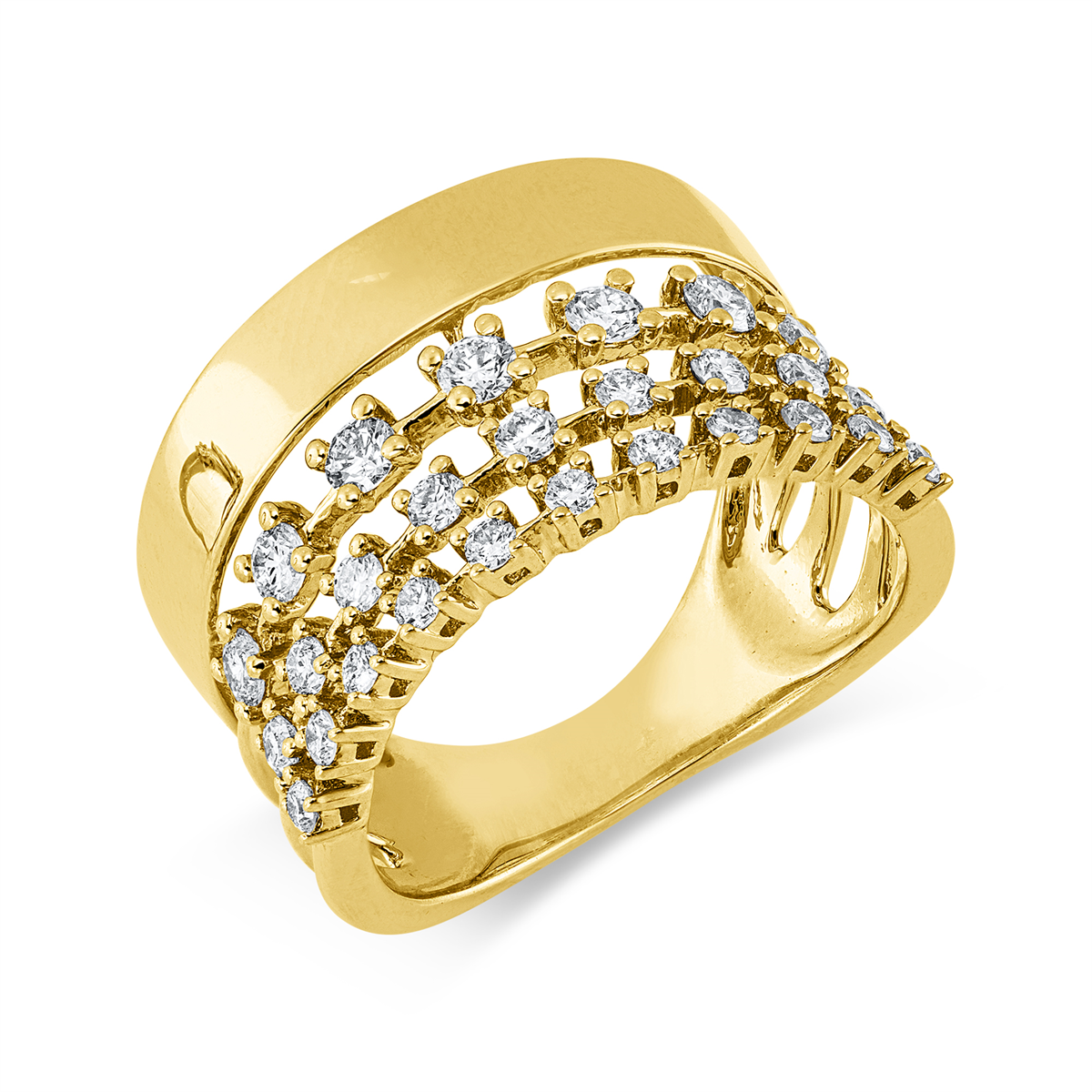 diamond full cut multi-stone ring in yellow gold