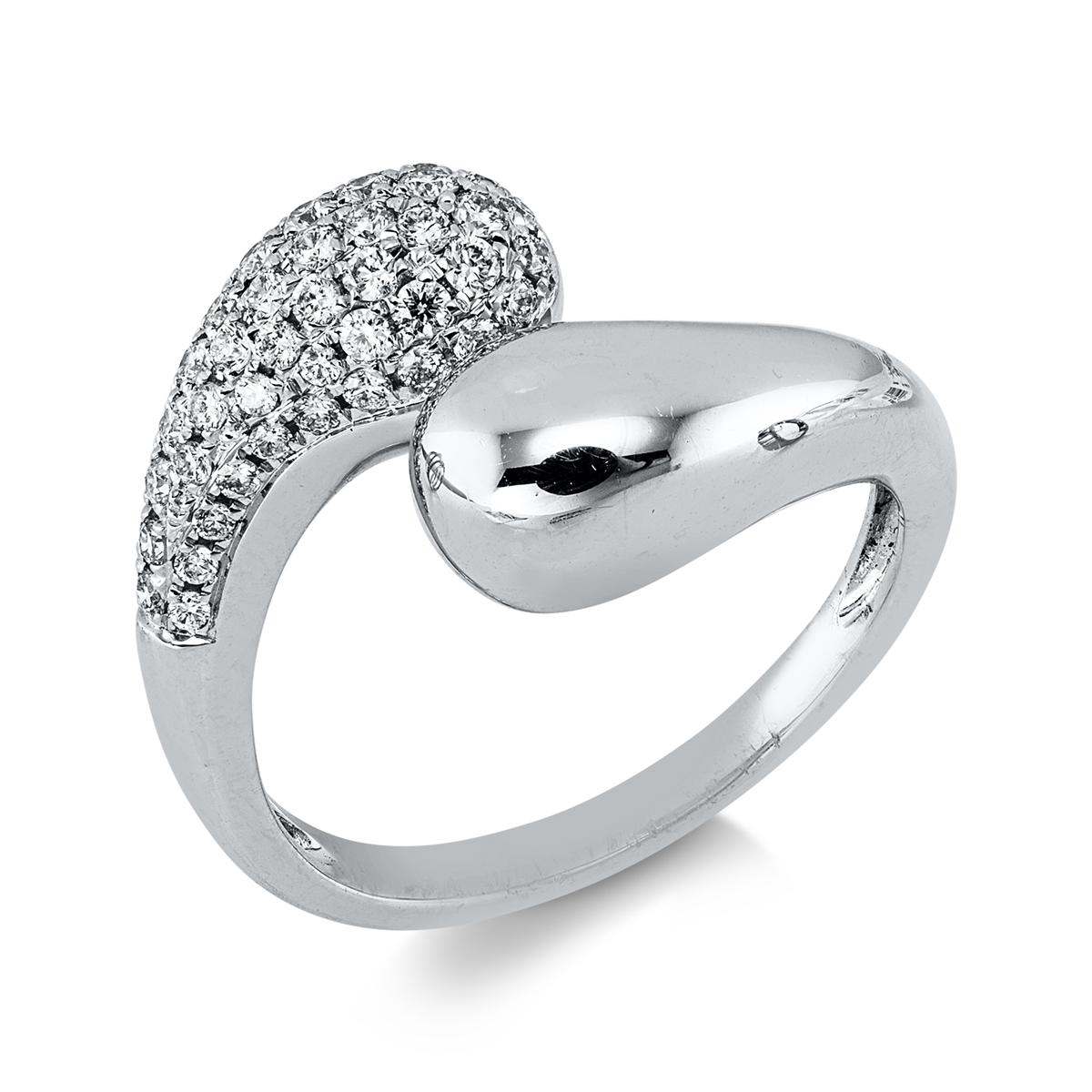 diamond full cut modern woman ring in white gold