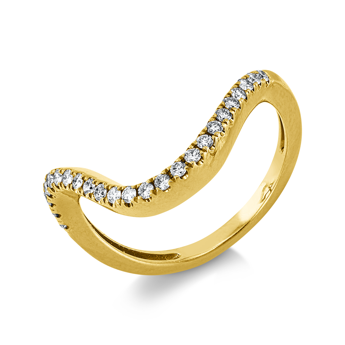diamond full cut modern woman ring in yellow gold