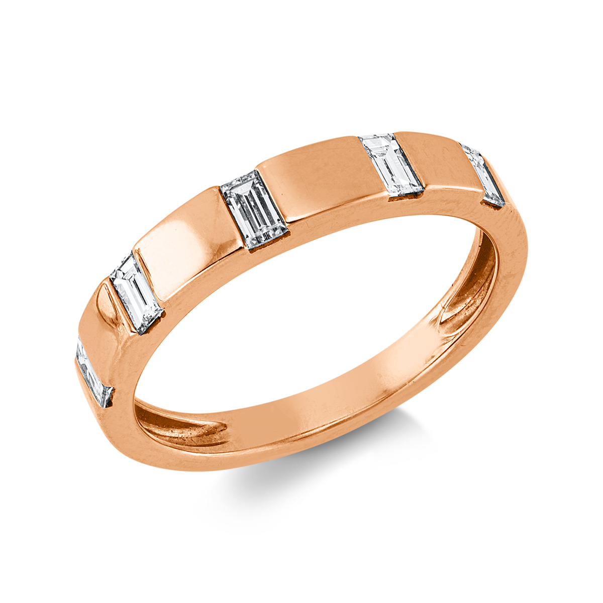 baguette modern woman ring in red gold