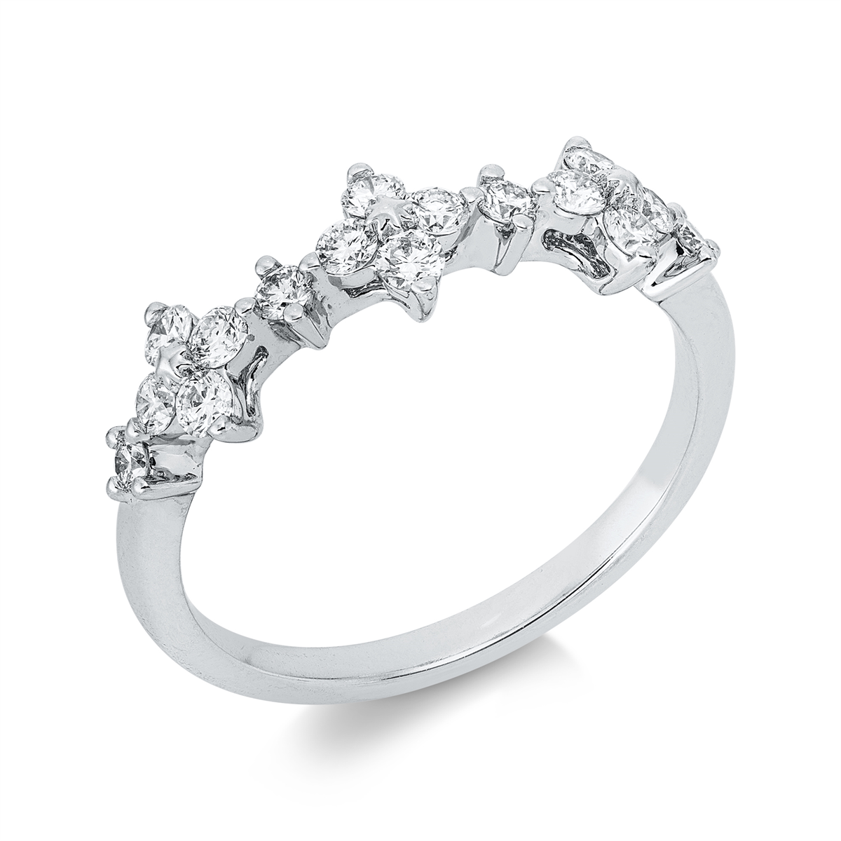 diamond full cut modern woman ring in white gold