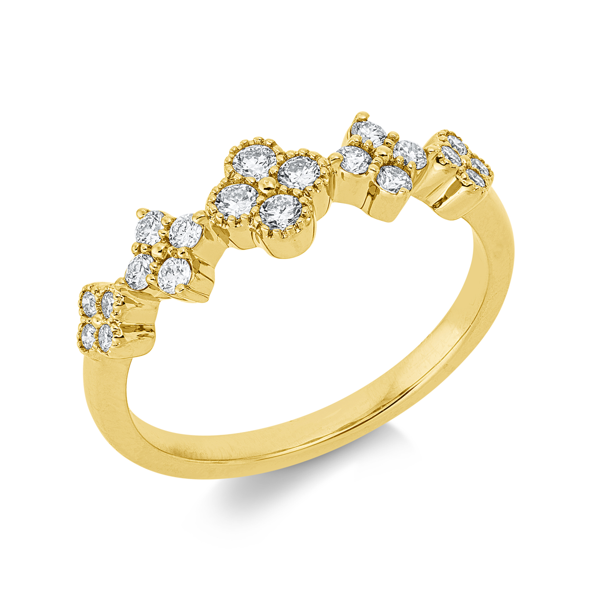 diamond full cut modern woman ring in yellow gold