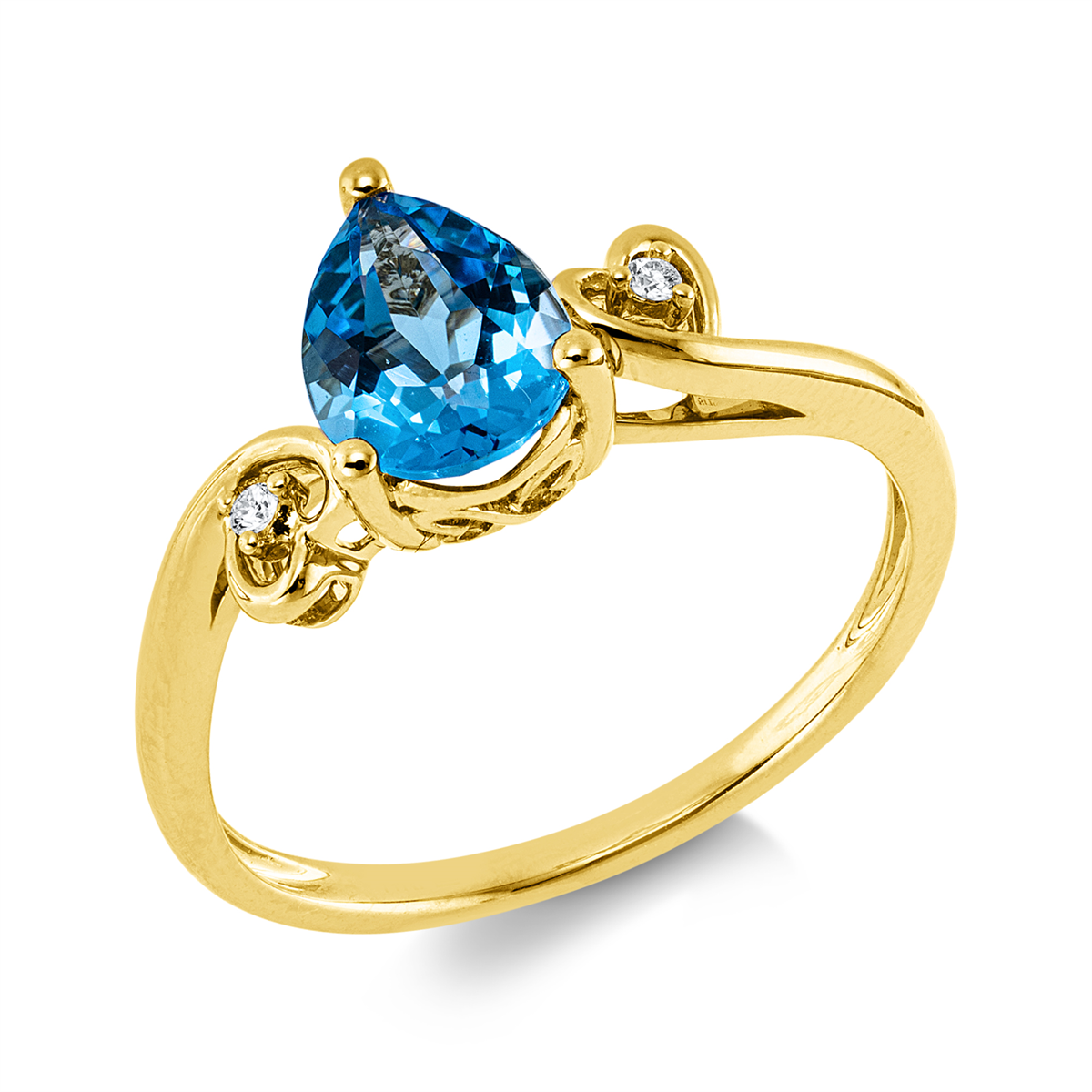 diamond full cut topaz colored stone fashion ring in yellow gold