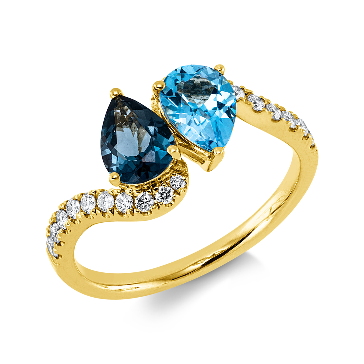 diamond full cut topaz colored stone fashion ring in yellow gold