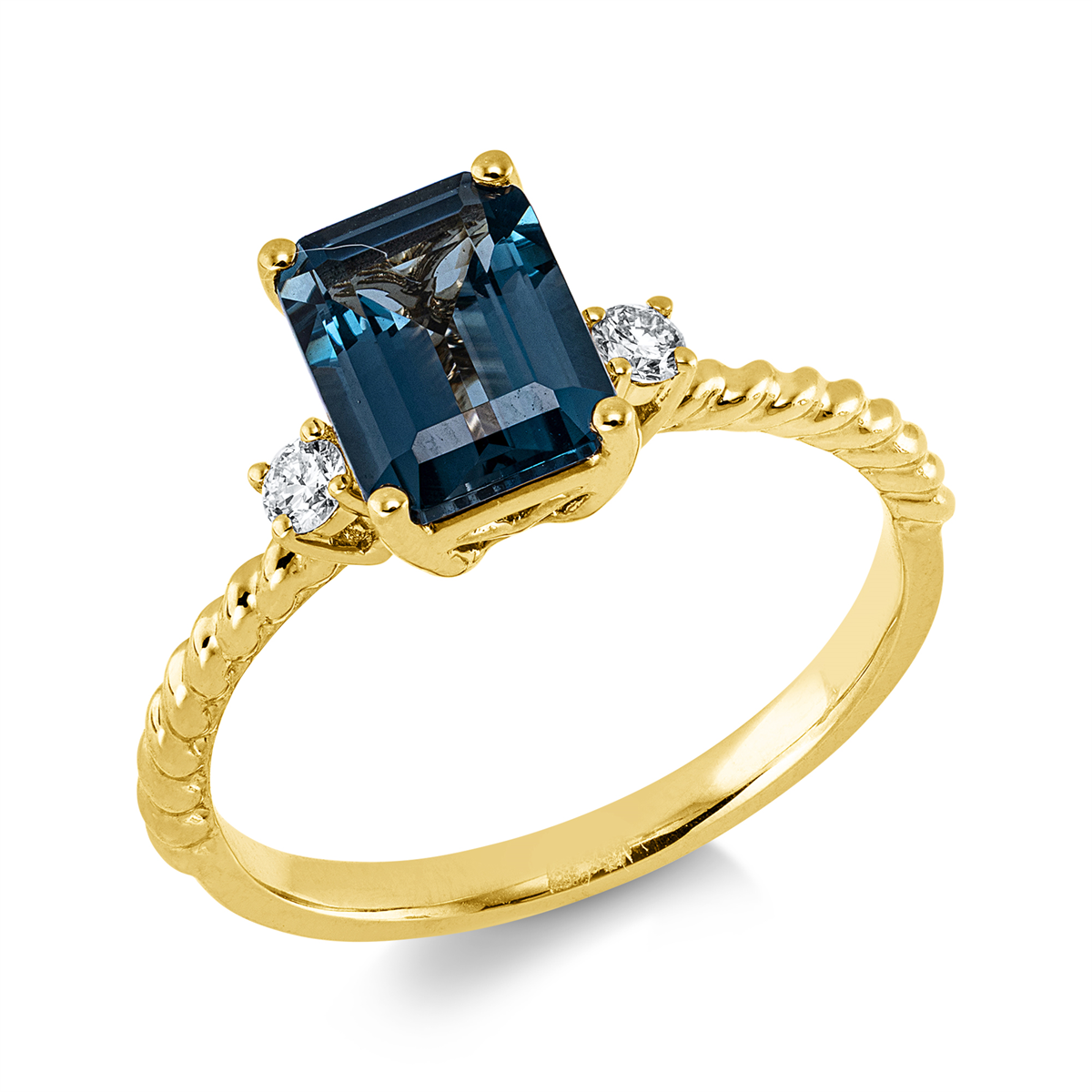 diamond full cut topaz colored stone fashion ring in yellow gold