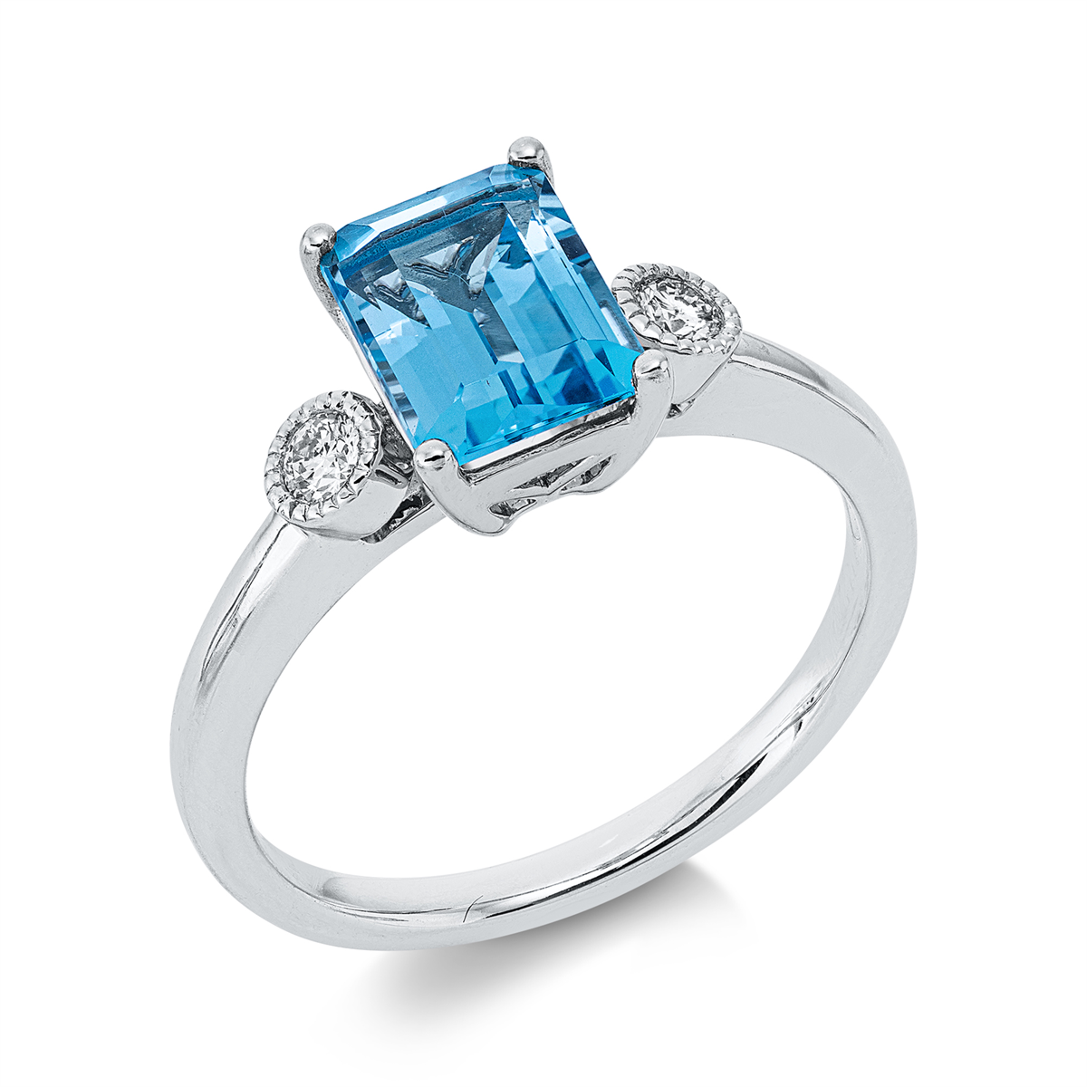 diamond full cut topaz colored stone fashion ring in white gold
