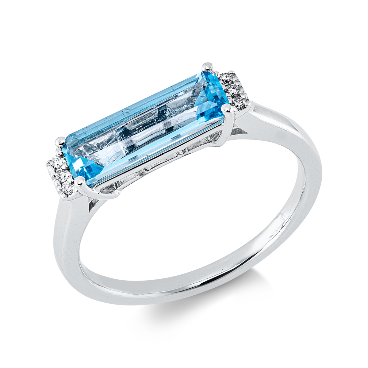 diamond full cut topaz colored stone fashion ring in white gold