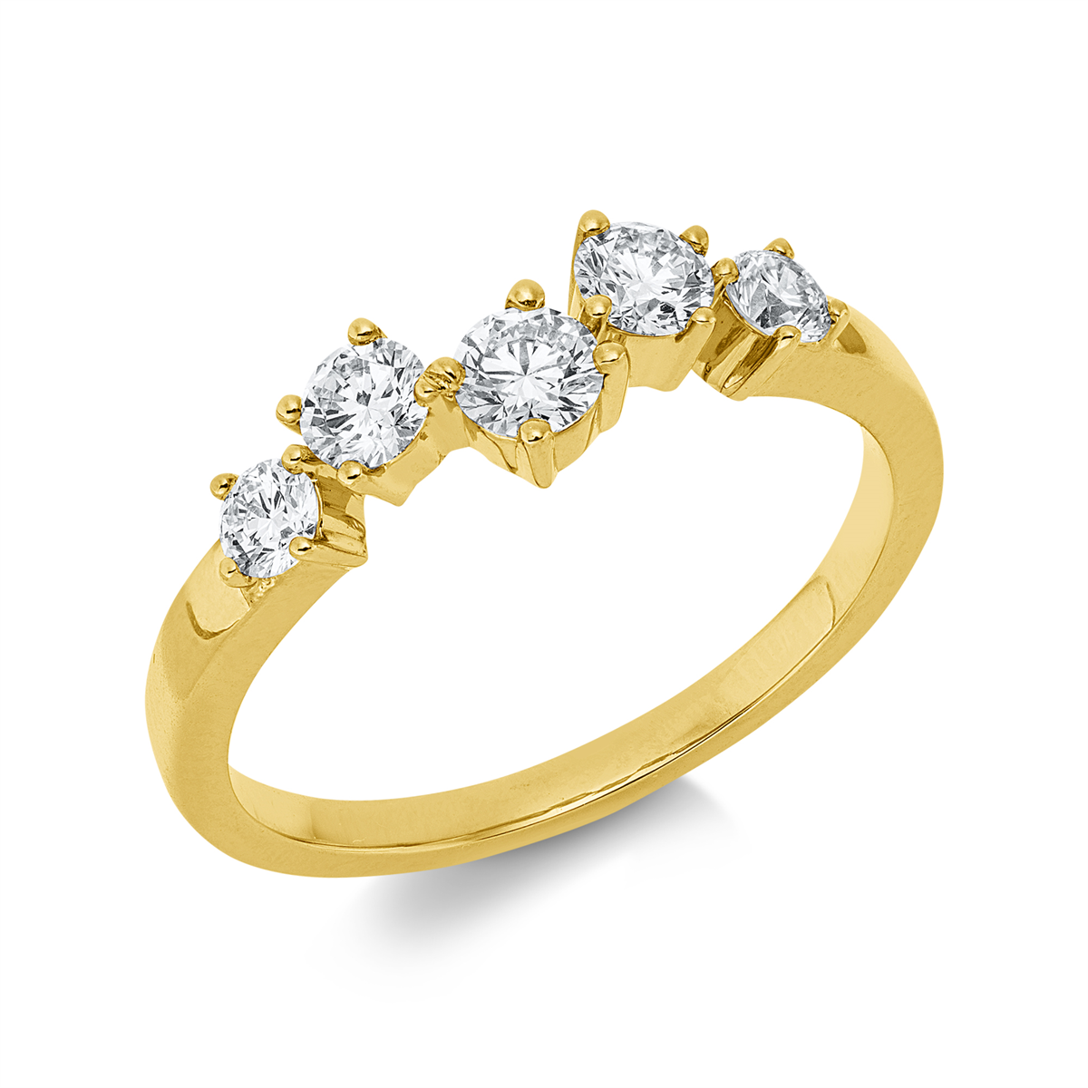diamond full cut modern woman ring in yellow gold