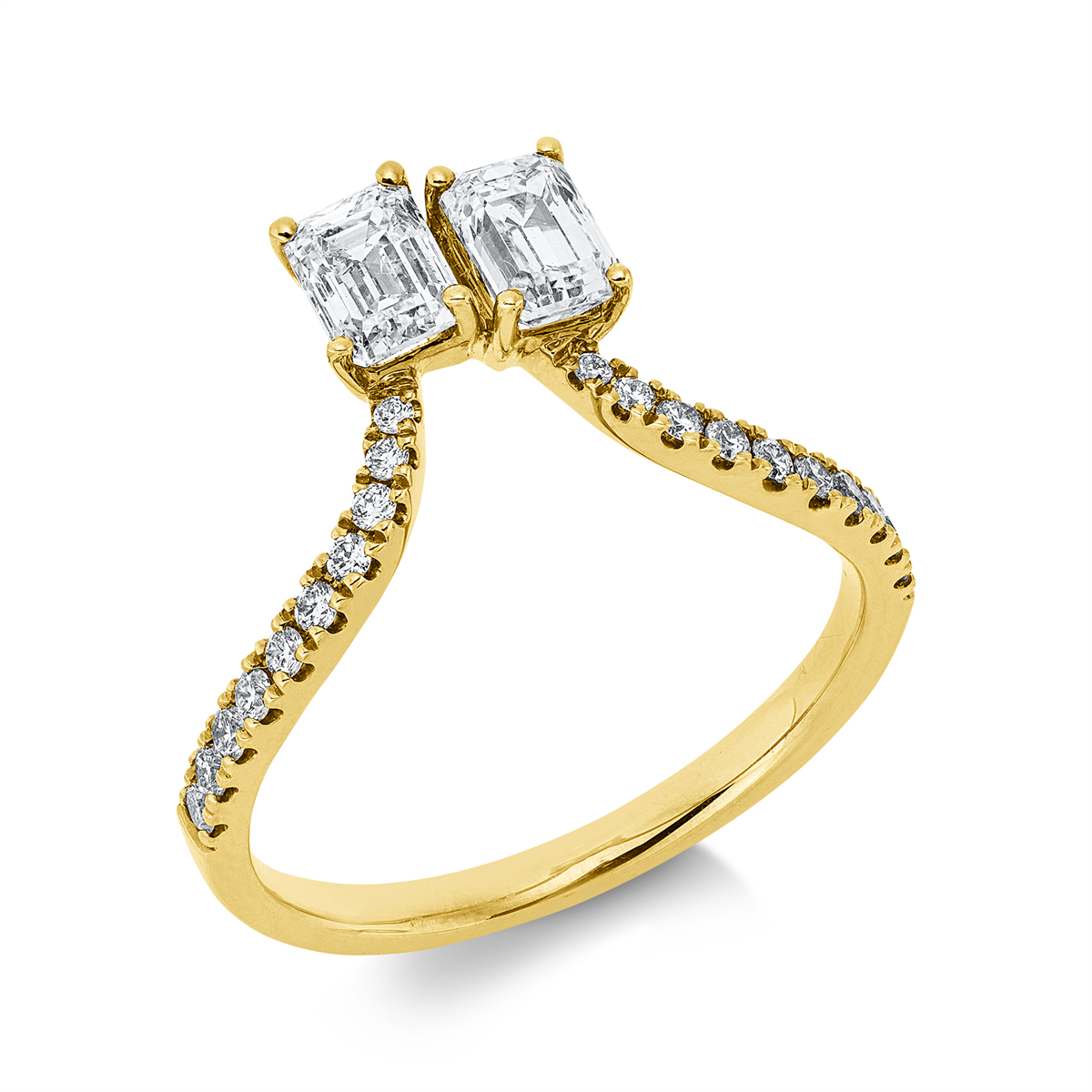 diamond full cut modern woman ring in yellow gold