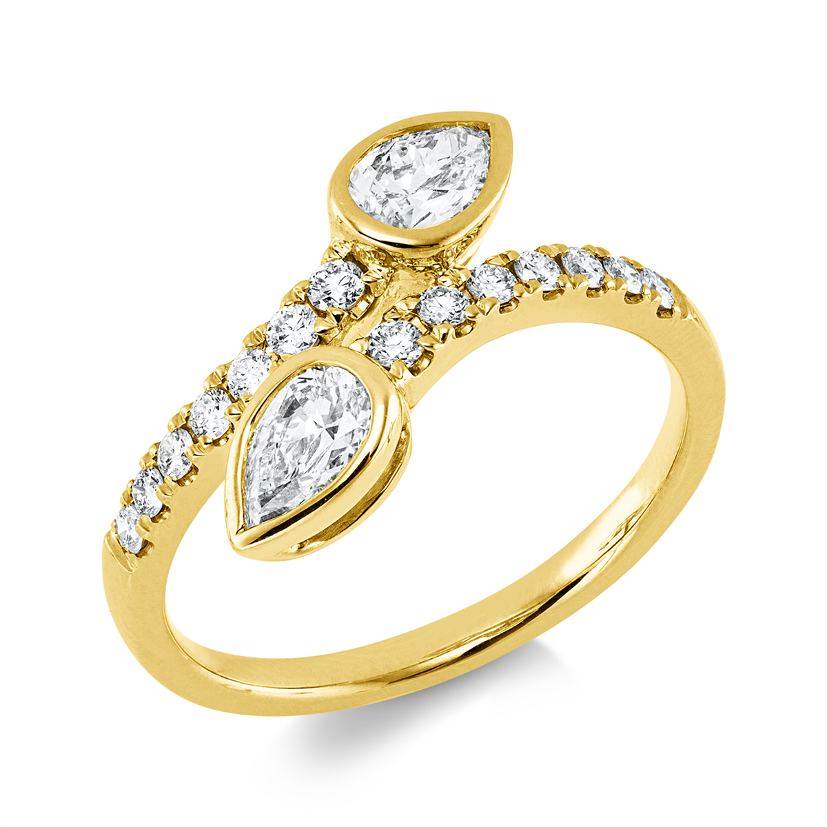 diamond full cut modern woman ring in yellow gold