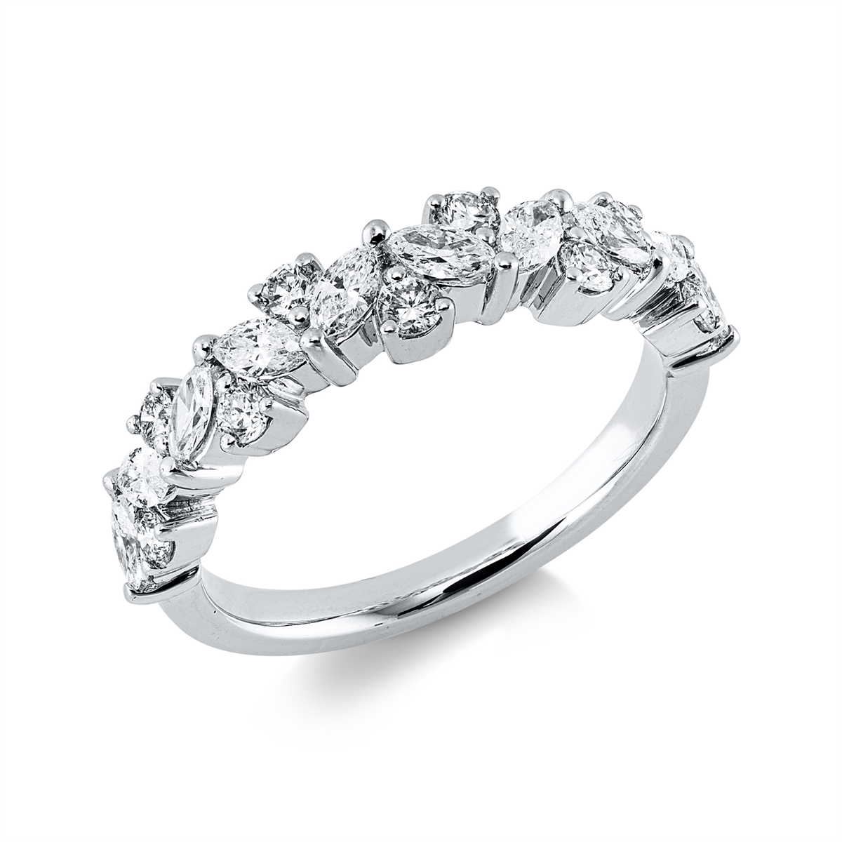 diamond full cut modern woman ring in white gold