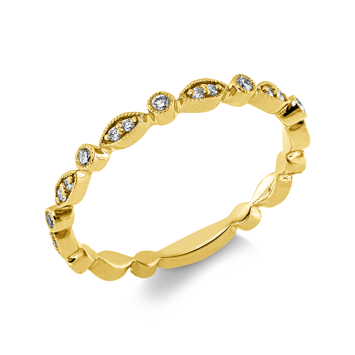 diamond full cut modern woman ring in yellow gold