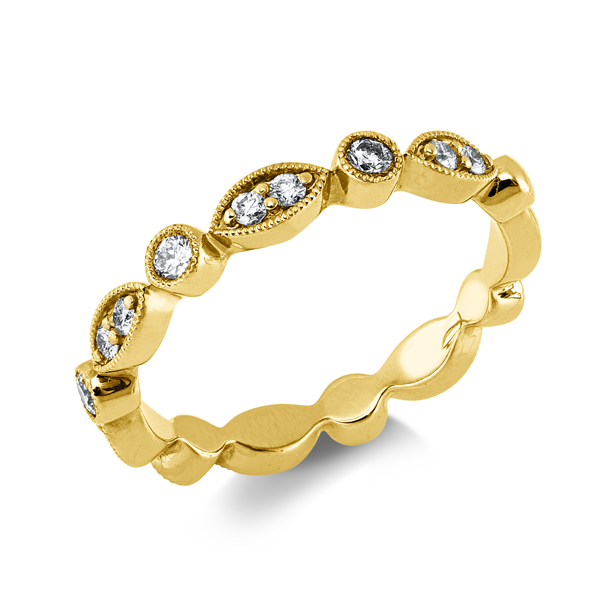 diamond full cut modern woman ring in yellow gold
