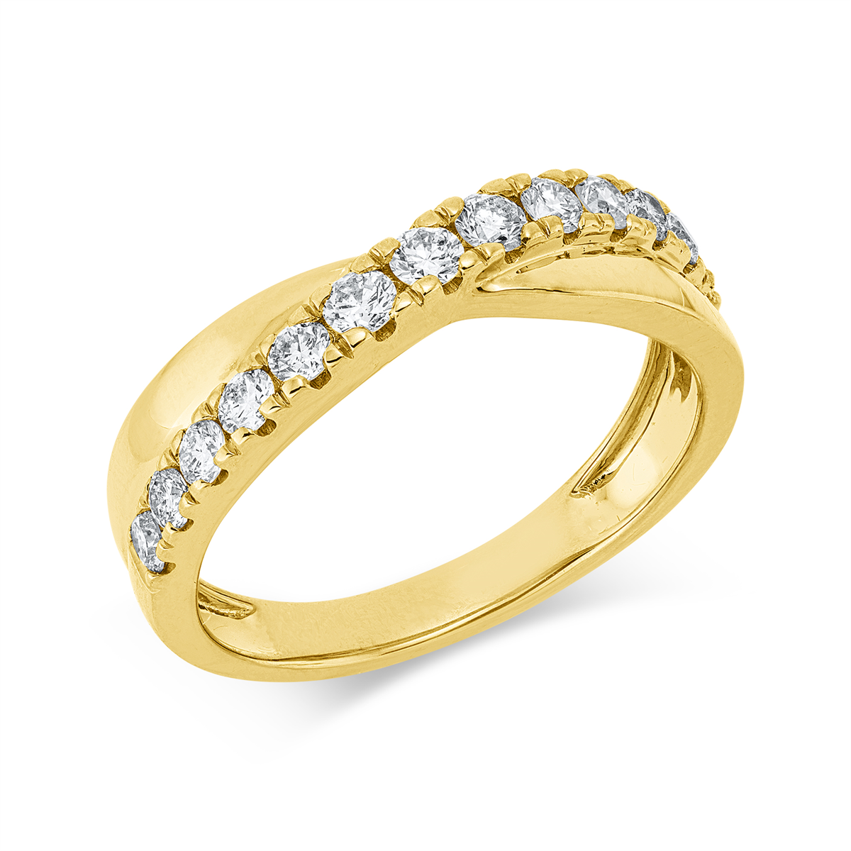 diamond full cut modern woman ring in yellow gold
